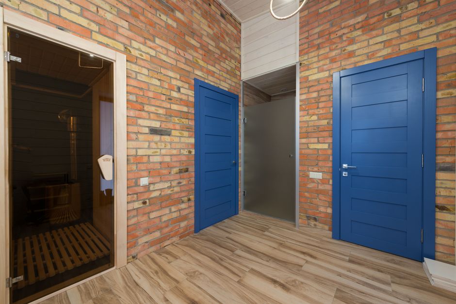 Modern interior doors installed in a home hallway